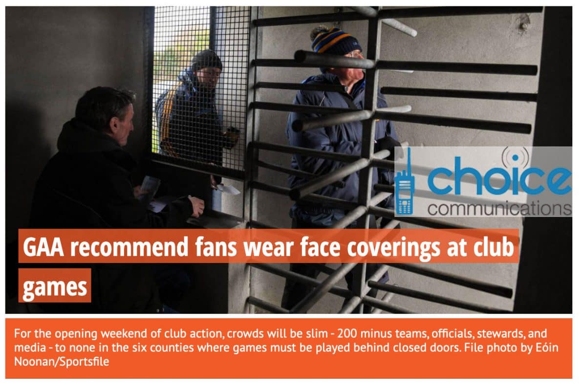 Face Masks at GAA Matches in Ireland Image